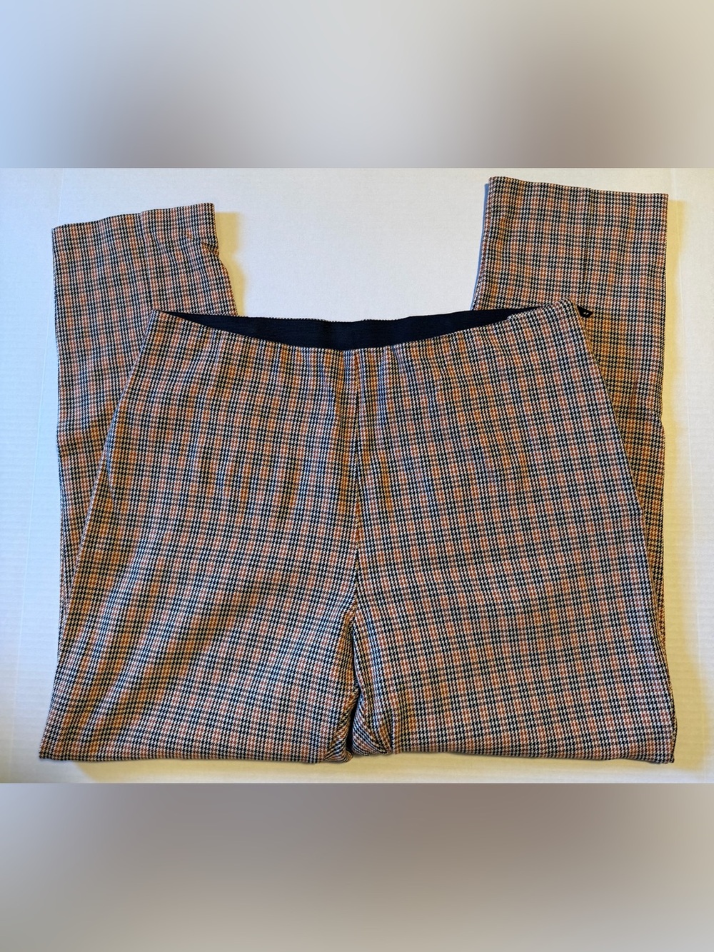A New Day Fall Ponte Skinny Ankle Pants Flat Front Stretch Houndstooth 12